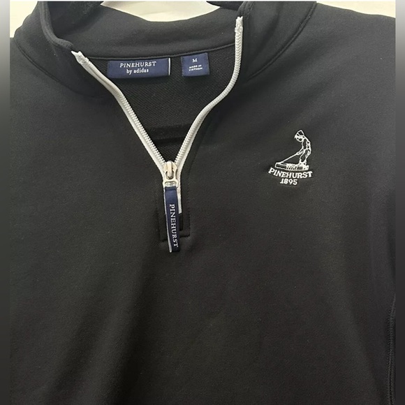 Womens Pinehurst By Adidas Embroidered Golf 1/4 Zip Black Pullover Top Medium - Picture 2 of 4